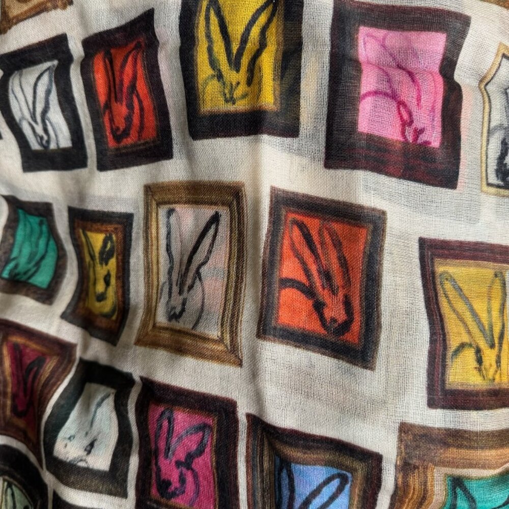 Hunt Slomen inspired "Bunnies" Scarf / Wrap   Silk / Cotton